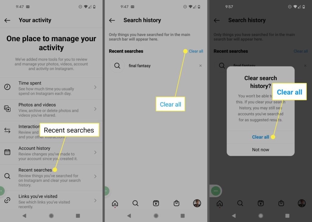 نحوه حذف تاریخچه جستجوی اینستاگرام (سابقه جستجو)